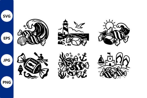 Beach Candy Icons Vector Line Art: Graphics & Illustrations