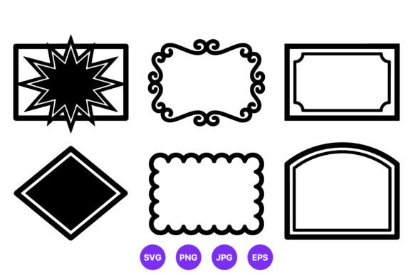 Black and White Ornate Label Frames: Graphics & Illustrations for Handmade Brands