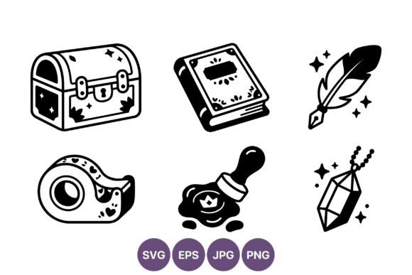 Black and White Vintage Treasure Chest Graphics