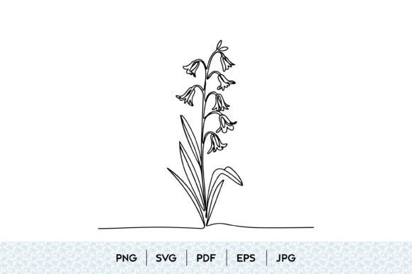 Bluebell Flower One Line Art: Graphics & Illustrations for Local Branding