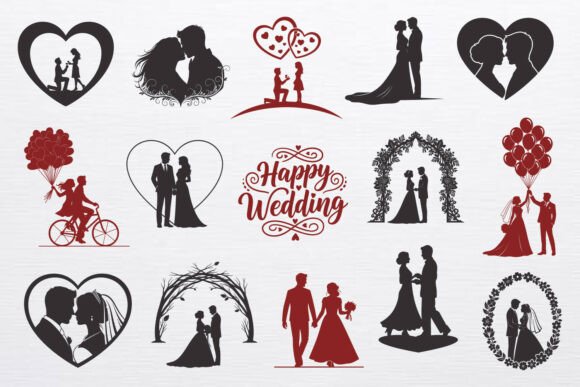 Bride and Groom Wedding Couple SVG PNG Graphics