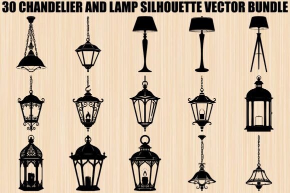 Chandelier Lamp SVG Bundle: Graphics & Illustrations