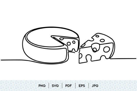 Cheese Wheel Line Art: Minimalist Food Graphics & Illustrations