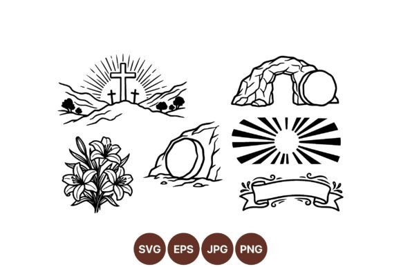 Christian Easter SVG Clipart Set: Graphics & Illustrations