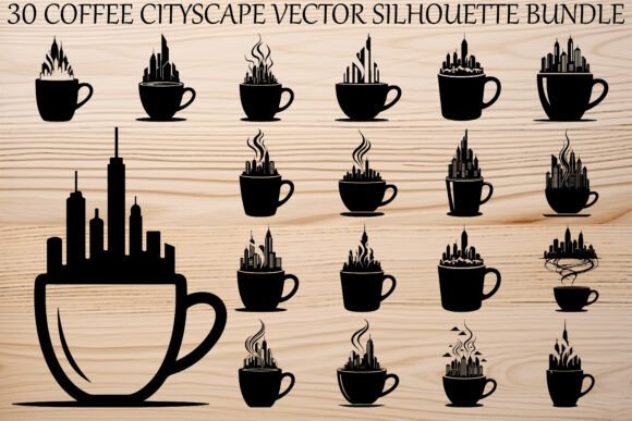 Coffee Cityscape Silhouette Bundle: Graphics & Illustrations