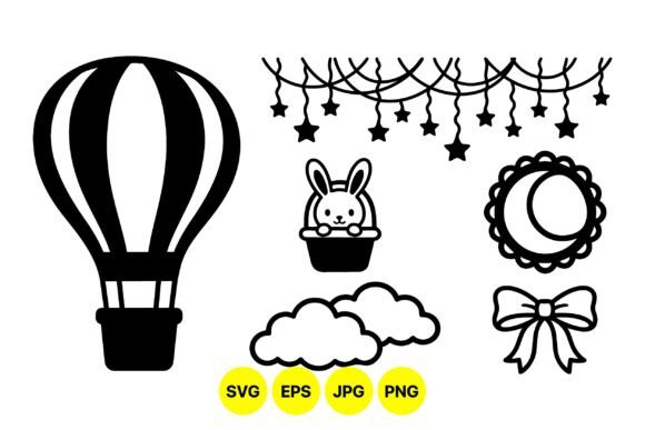 Cute Balloon and Bunny Clipart: Graphics & Illustrations for Local Branding