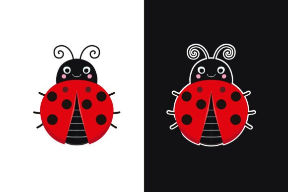 Cute Cartoon Ladybug Illustration: Graphics & Illustrations for Real Publishing