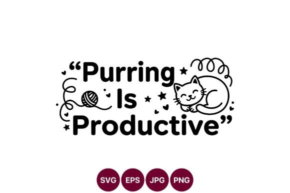 Cute Cat Purring SVG Design: Graphics & Illustrations for Warm Branding
