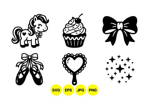 Cute Kids Black and White SVG Graphics & Illustrations