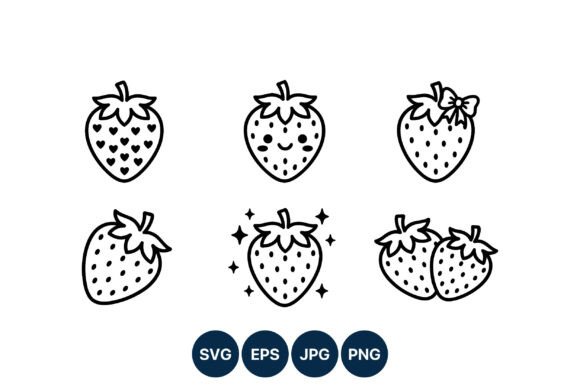 Cute Strawberry Vector Art Set Graphics & Illustrations Review