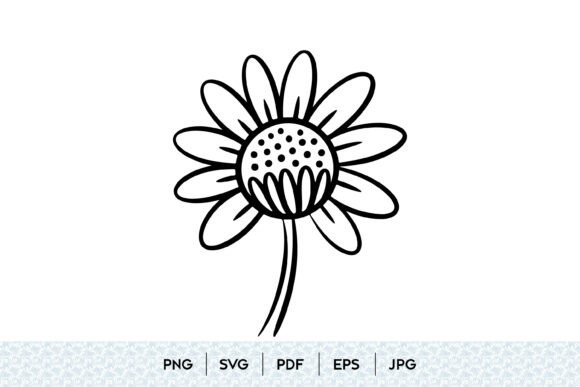 Daisy Flower Line Art Illustration: Graphics & Illustrations for Crafters