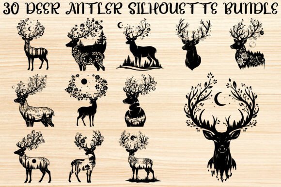 Deer Antler Silhouette Bundle: Graphics & Illustrations for Handmade Crafters