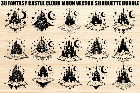 Fantasy Castle Cloud Moon Bundle: Graphics & Illustrations