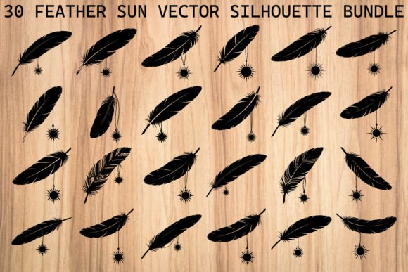 Feather Sun Silhouette Bundle: Graphics & Illustrations for Creative Sellers