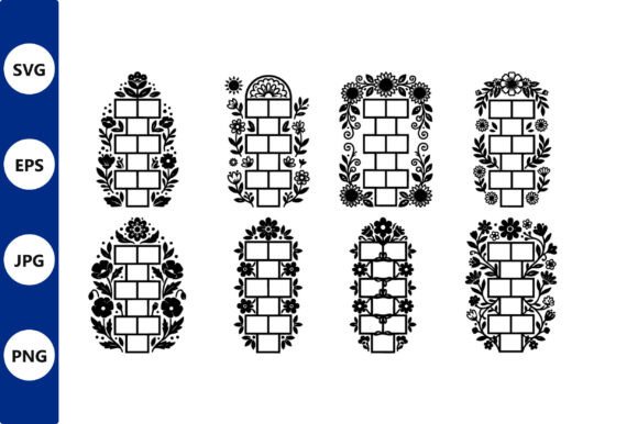 Floral Brick Arch Vector Art Set: Graphics & Illustrations