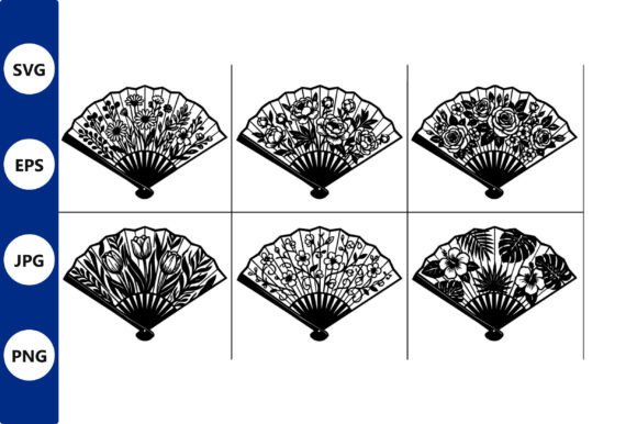 Floral Fan Pattern Set: Graphics & Illustrations for Local Branding