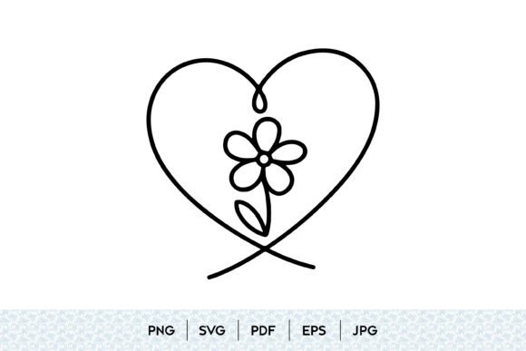 Heart Flower One Line SVG: Minimalist Graphics for Modern Illustrations