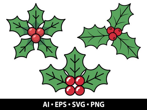 Holly Berry Vector SVG Bundle: Festive Graphics & Illustrations