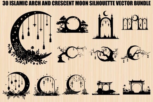 Islamic Arch & Crescent Moon Bundle: Graphics for Elegant Illustrations