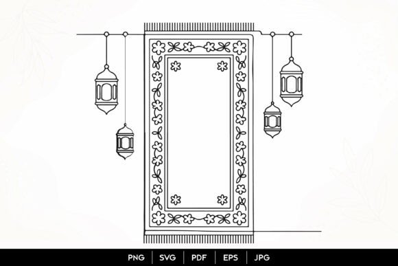 Islamic Prayer Rug Lantern Frame SVG Graphics