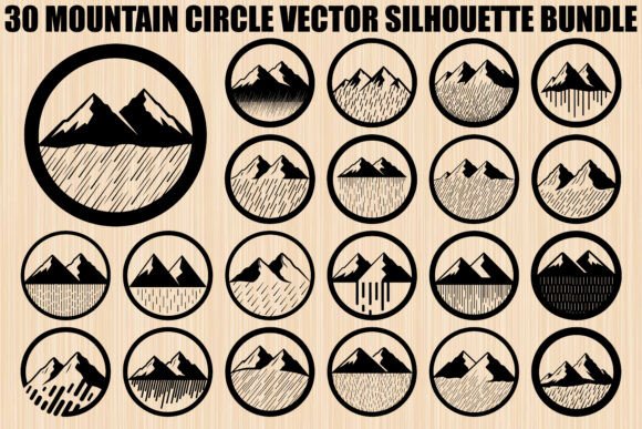 Mountain Circle Silhouette Bundle: Graphics & Illustrations for Local Brands