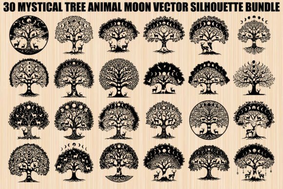 Mystical Tree Animal Moon Bundle: Graphics & Illustrations