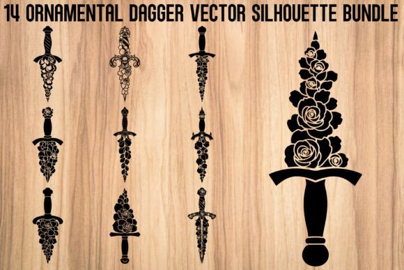 Ornamental Dagger Silhouette Bundle: Graphics & Illustrations