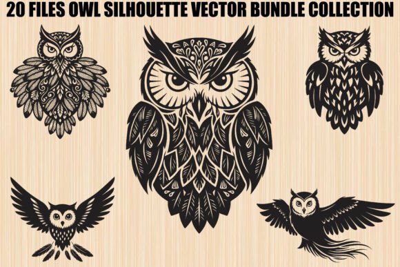 Owl Silhouette SVG Bundle: Graphics & Illustrations