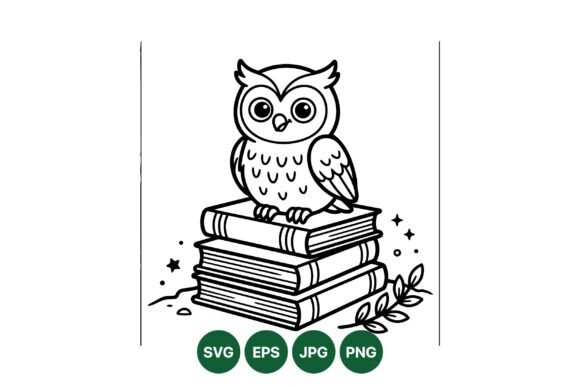 Owl Sitting on Book Clipart: Graphics & Illustrations