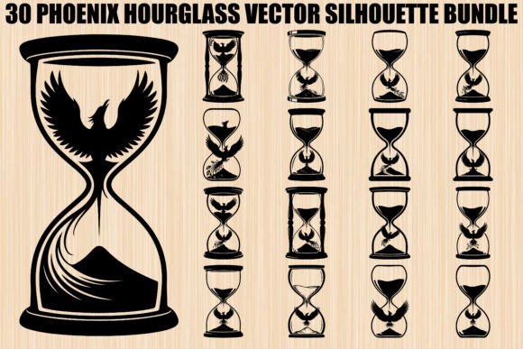 Phoenix Hourglass Silhouette Bundle: Graphics & Illustrations