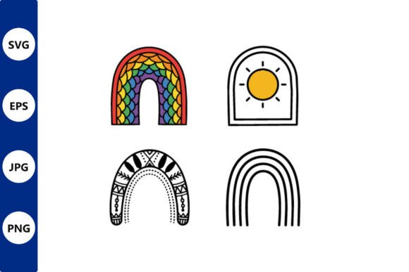Rainbow Arches Vector Set Four Styles
