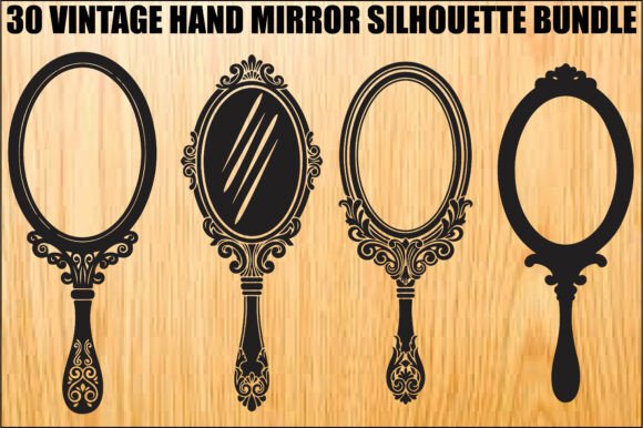 Vintage Hand Mirror Silhouette Bundle: Graphics & Illustrations